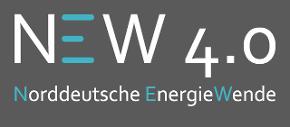 Logo "NEW 4.0" Schriftzug weiß und türkis auf grau