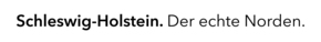 Einzeiliger Schriftzug in schwarz: Schleswig-Holstein. Der echte Norden.