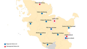 Karte mit den Stroke Units in Schleswig-Holstein