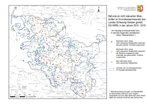 Abbildung 2: Befunde an nicht relevanten Metaboliten im Grundwassermessnetz des Landes Schleswig-Holstein gemäß EG-WRRL in den Jahren 2016 - 2018.