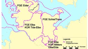 Flussgebietseinheiten (FGE) und Koordinierungsräume (KOR) der EG-WRRL