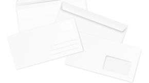 Abgebildet sind zwei Briefumschläge mit Vorder- und Rückseite
