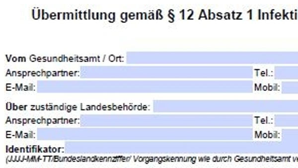 Meldebogen nach § 12 IfSG