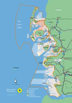 Übersichtskarte für den Nationalpark Schleswig-Holsteinisches Wattenmeer 