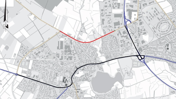 STraßenkarte zur Darstellung der beschriebenen Verkehrsführung. (Quelle: LBV.SH) STraßenkarte zur Darstellung der beschriebenen Verkehrsführung.