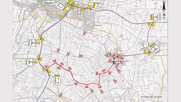 Straßenkarte zur Darstellung der beschriebenen Verkehrsführung. (Quelle: LBV.SH) Straßenkarte zur Darstellung der beschriebenen Verkehrsführung.
