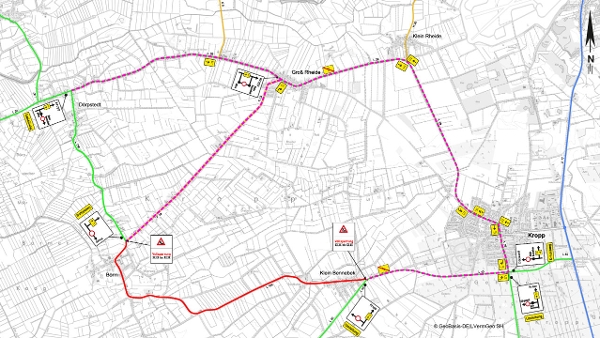 Straßenkarte zur Darstellung der beschriebenen Verkehrsführung. (Quelle: LBV.SH/LVerm Geo) Straßenkarte zur Darstellung der beschriebenen Verkehrsführung.
