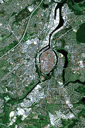 Satellitenaufnahme der Hansestadt Lübeck