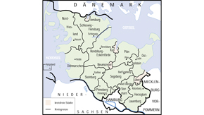 Übersichtskarte der Kreise und kreisfreien Städte in Schleswig-Holstein