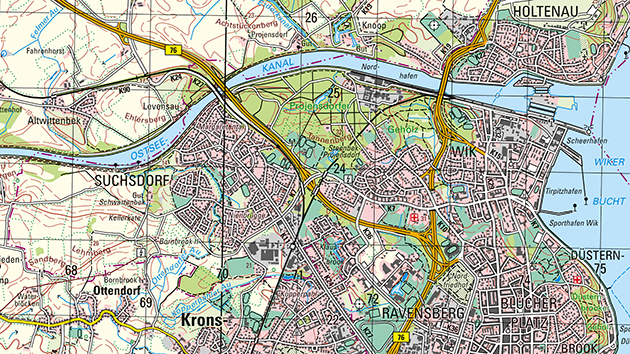 Kartenausschnitt: Topographische Karte 1:50.000 