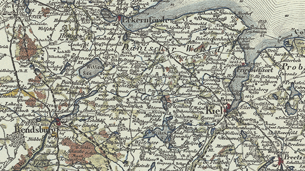 Kartenausschnitt der Generalkarte der Herzogtümer