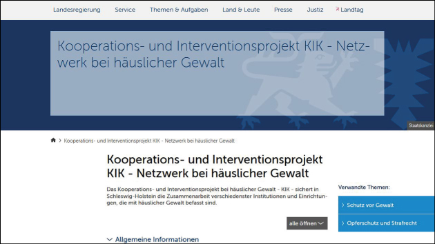 Link zur Internetseite Schutz vor Gewalt - Schleswig-Holstein.de
