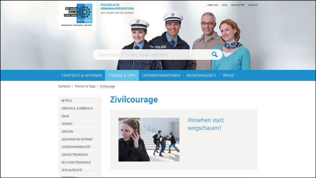 Link zur Internetseite von ProPK zum Thema Zivilcourage