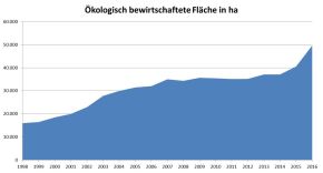 Ökologisch bewirtschaftete Fläche in Hektar in Schleswig-Holstein.