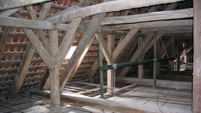 Ratzeburg, Kirche St. Georg, Blick in den Dachstuhl